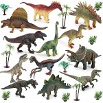kramow Dinosaure Jouet avec Arbres Tapis de Jeu 24pcs,Jouet Enfant 3 ans Garçon Fille,Dinosaure Chiffres Educatif Jouets Cadeau pour enfants